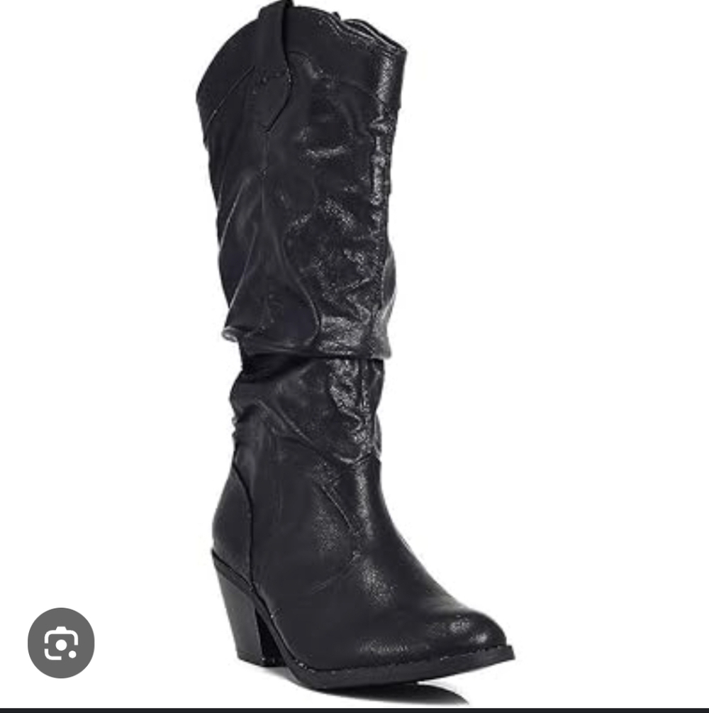 Black Leather Western Style Women's Boots Vintage, Size 6.5